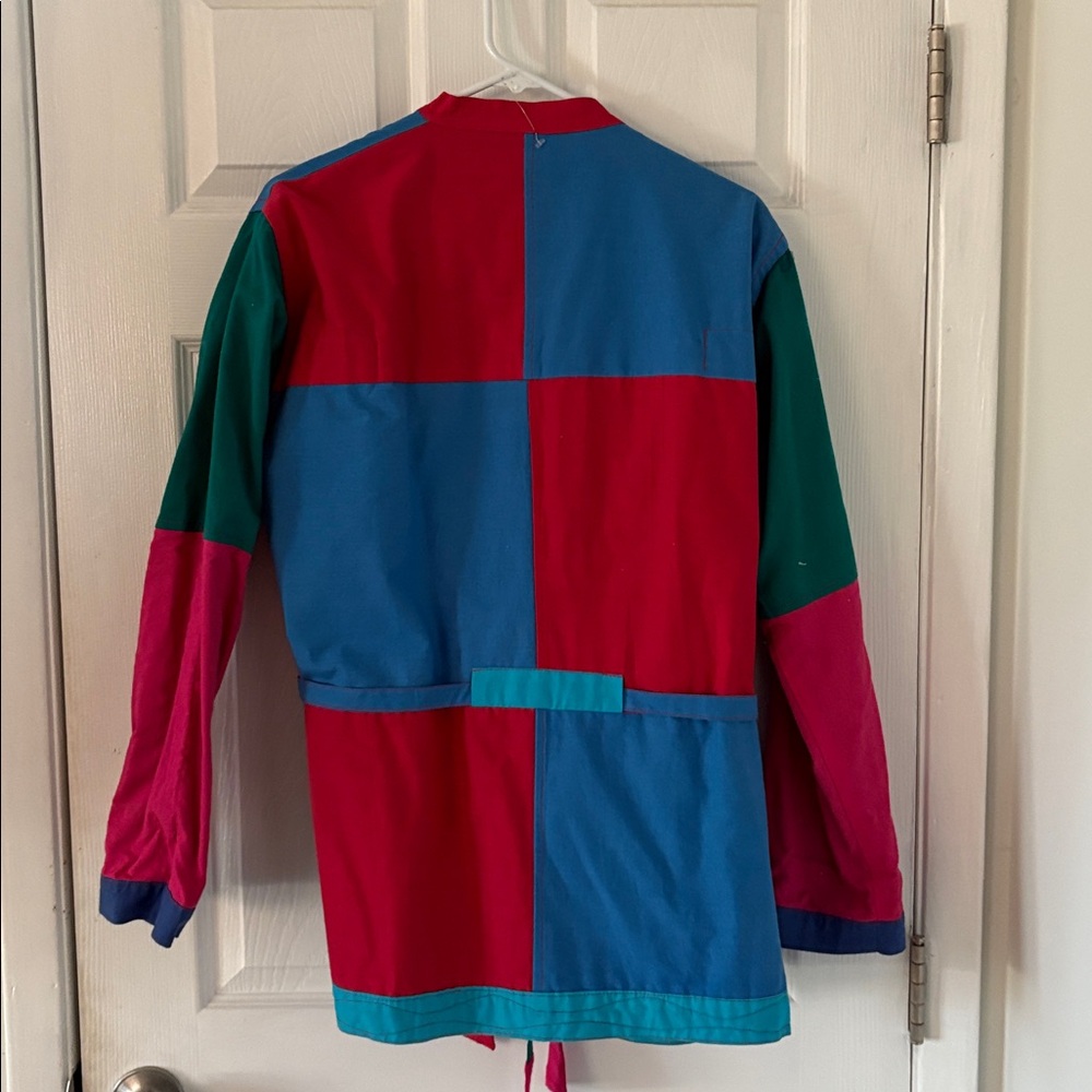 Colorblock Abstract Art Jacket Belted Statement Funky 90s Vintage Style Coat - Picture 7 of 8